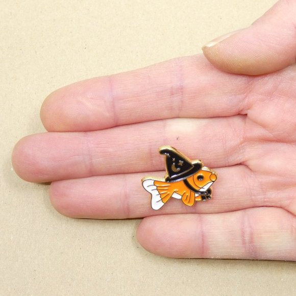FREE ADD ON WITH PURCHASE Goldfish Wizard Enamel Pin - Picture 2 of 4